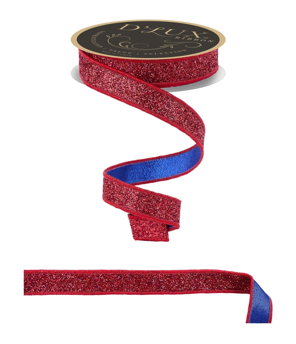 Shop For 7/8" Glitter Fused Ribbon: Red/Blue (10 Yards)