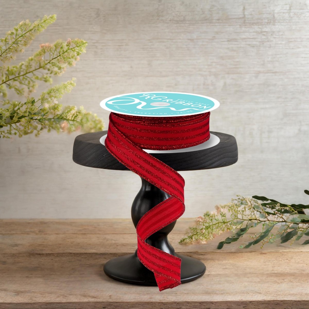 Shop For 7/8" Glitter Vertical Stripe Ribbon: Red (10 Yards)