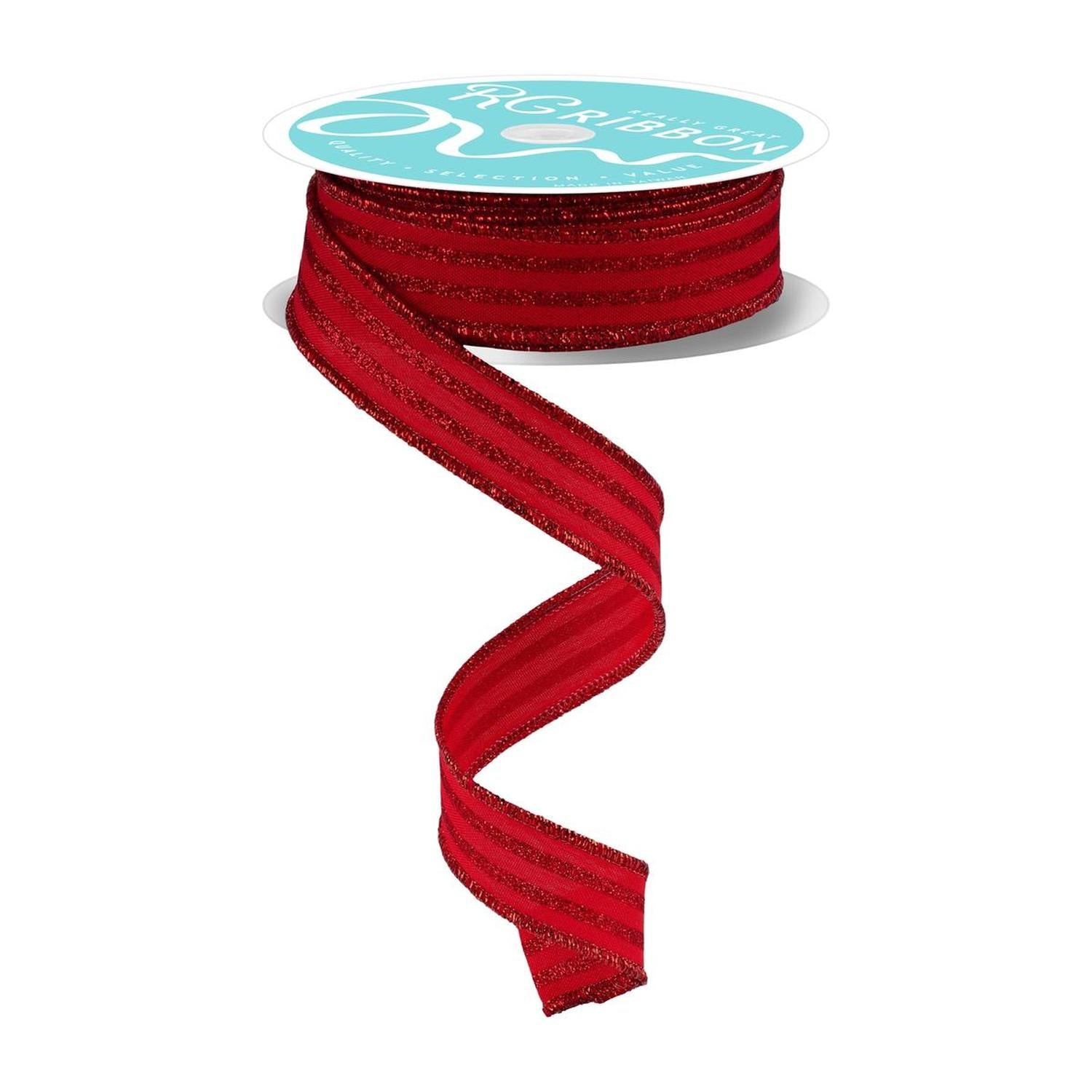 Shop For 7/8" Glitter Vertical Stripe Ribbon: Red (10 Yards)