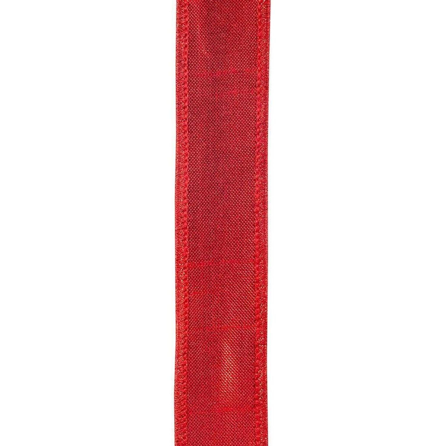 7/8 inch Metallic Dupioni Ribbon: Red (10 Yards)