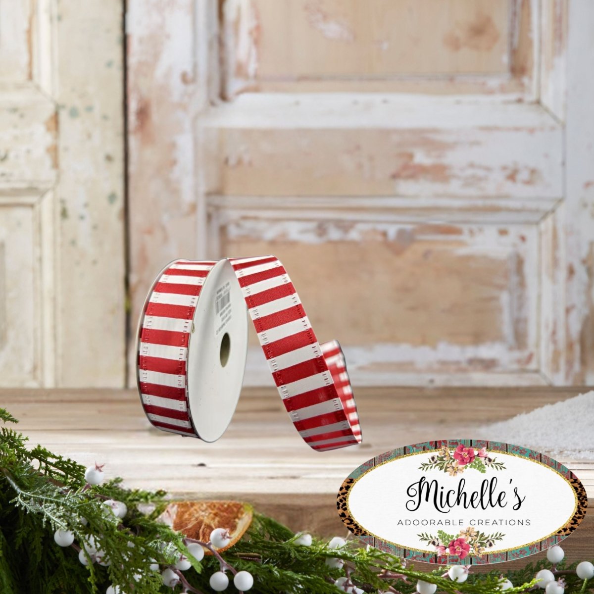 Shop For 7/8" Peppermint Stripe Ribbon: Red (10 Yards)