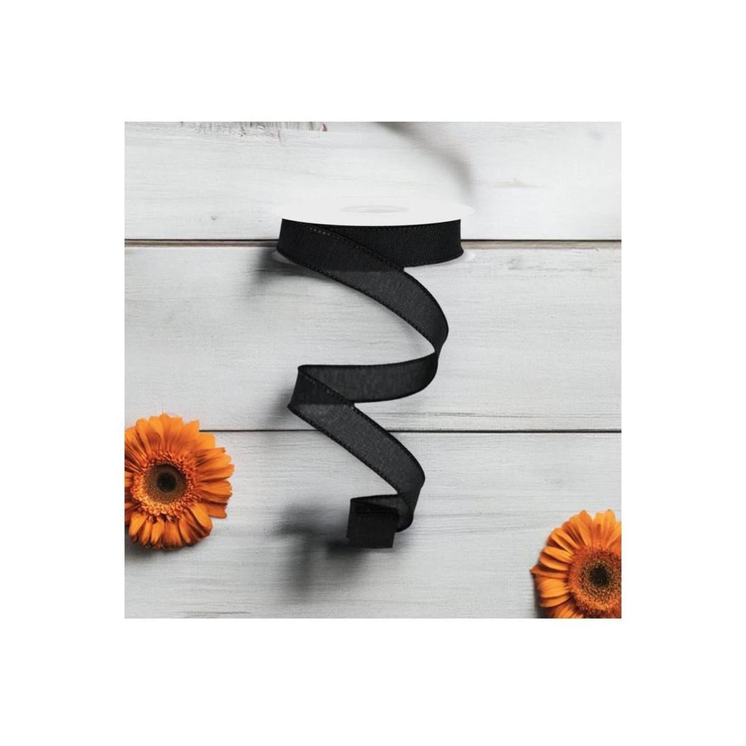 7/8" Royal Canvas Ribbon: Black (10 Yards)
