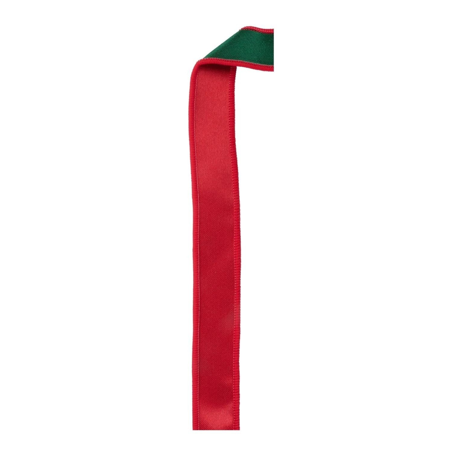 7/8" Satin Fused Ribbon: Red/Emerald Green (10 Yards)