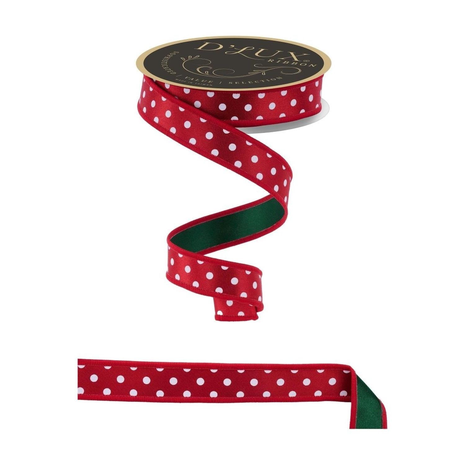 Shop For 7/8" Small Polka Dot Fused Ribbon: Green/Red (10 Yards)
