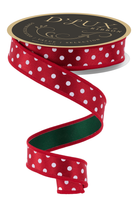 Shop For 7/8" Small Polka Dot Fused Ribbon: Green/Red (10 Yards)