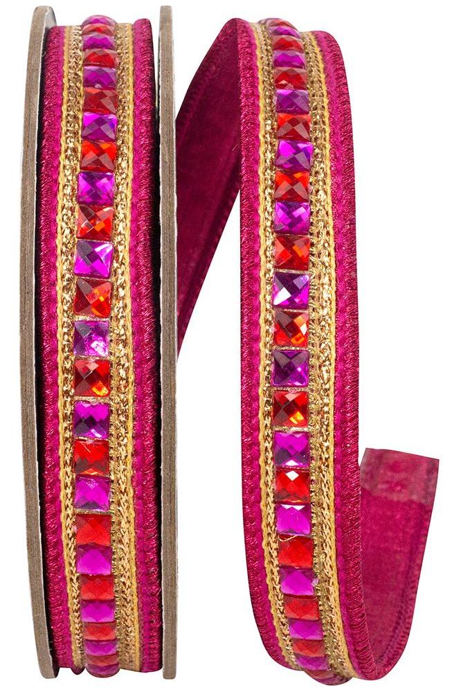 Shop For 7/8" Sumptuous Jewel Accent Ribbon: Red/Fuchsia (5 Yards)