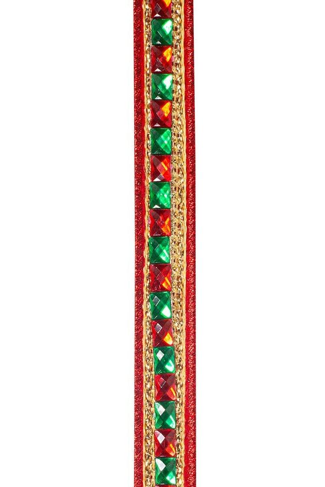 Shop For 7/8" Sumptuous Jewel Accent Ribbon: Red/Green (5 Yards)