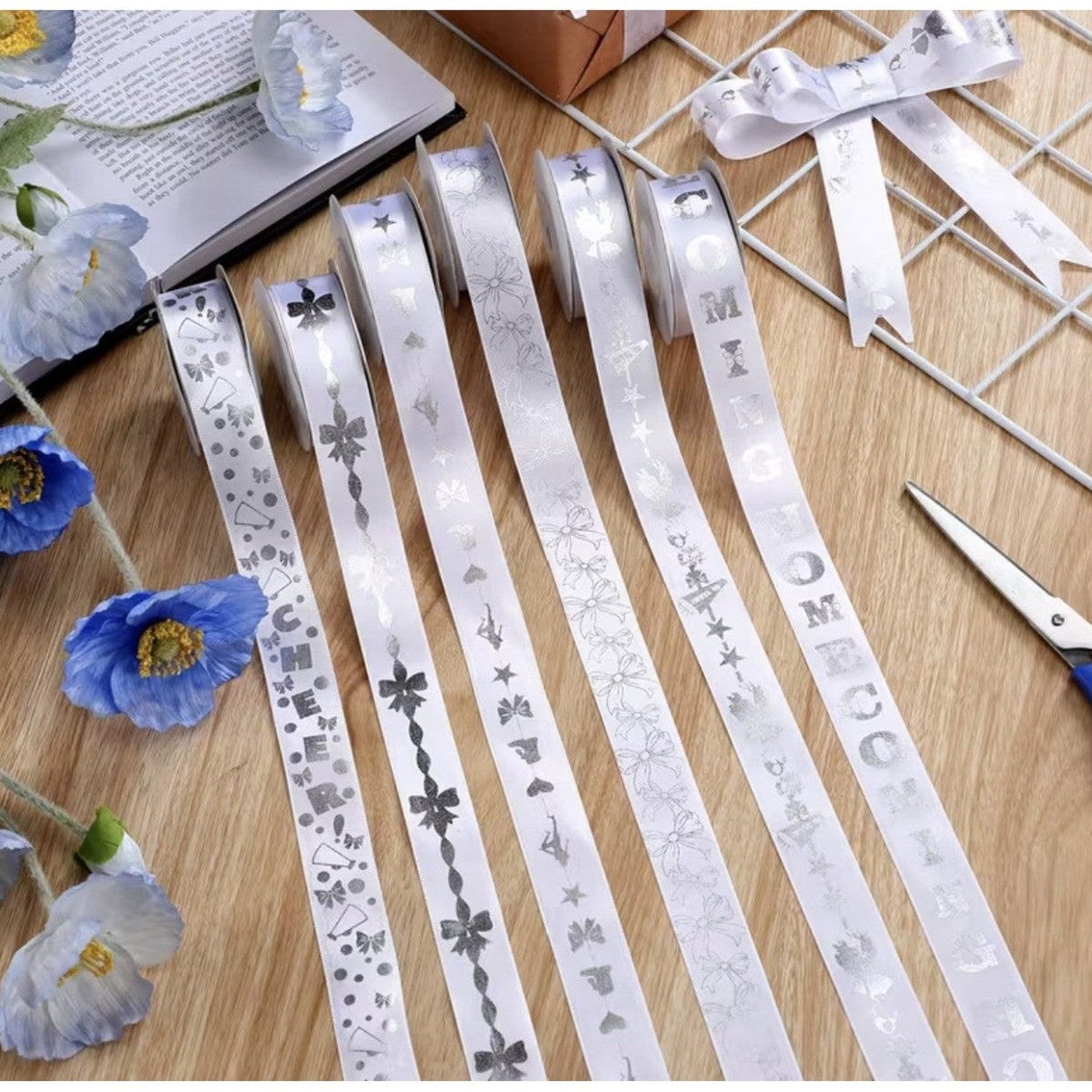 Shop For 7/8in Bow Silvery Non - Wired Ribbon: White (6 Yards)