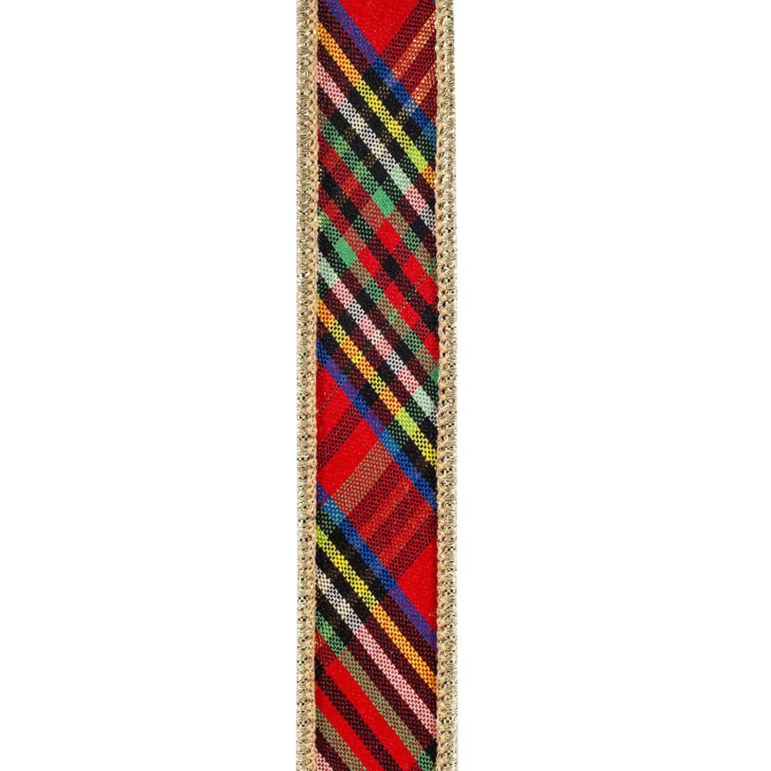 Shop For 7/8in Diagonal Classic Plaid Ribbon: Multi (10 Yards)