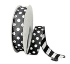Shop For 7/8in Double Sided Polka Dot Stripe Ribbon: Black/White (10 Yards)