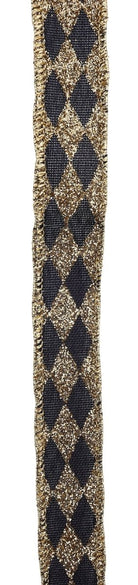 Shop For 7/8in Glitter Harlequin Check Ribbon: Black/Gold (10 Yards)