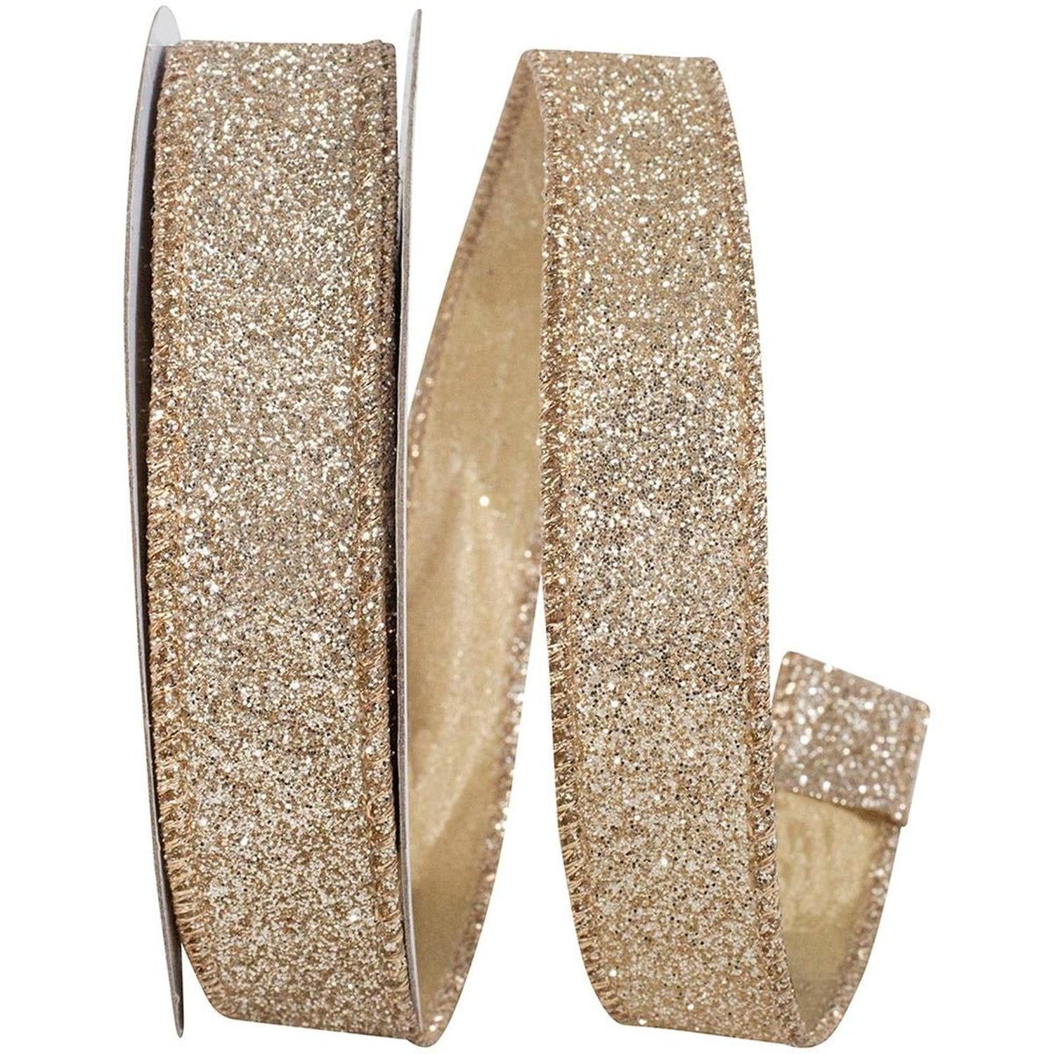 7/8in Glitter Metallic Ribbon: Gold (10 Yards)