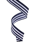 Shop For 7/8in Glitter Vertical Stripe Ribbon: Navy Blue/White (10 Yards)