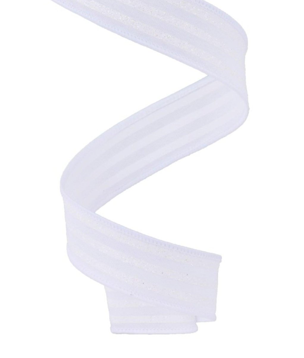 Shop For 7/8in Glitter Vertical Stripe Ribbon: White (10 Yards)