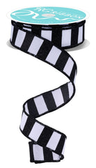 Shop For 7/8in Horizontal Glitter Stripe Ribbon: Black/White (10 Yards)