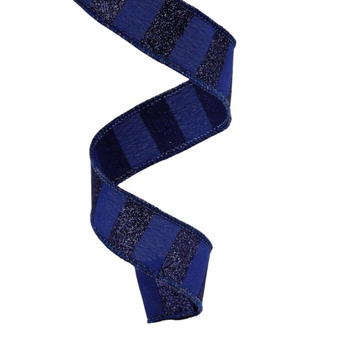 Shop For 7/8in Horizontal Glitter Stripe Ribbon: Navy Blue (10 Yards)