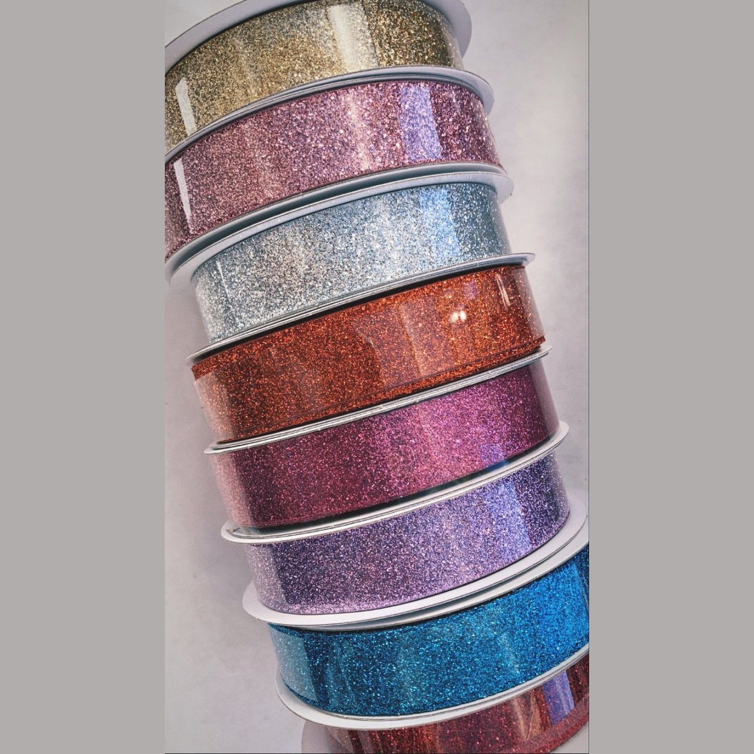 Shop For 7/8in Metallic Glitter Ribbon Non Wired: White/Irid (25 Yards)