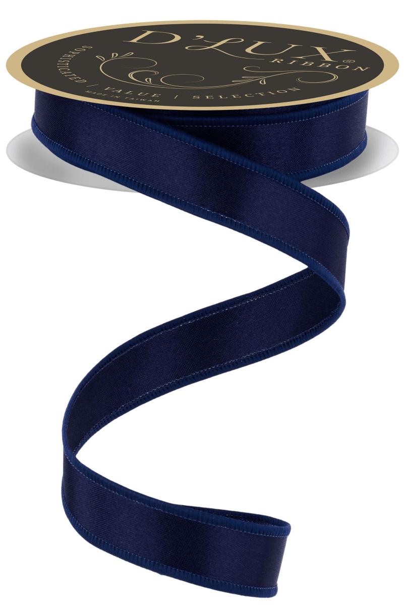 Shop For 7/8in Satin Fused Ribbon: Navy Blue (10 Yards)