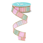 Shop For 7/8in Watercolor Stripes Ribbon: Sage/Pink (10 Yards)