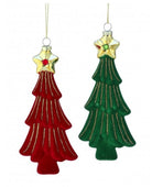Shop For 7in Glass Flocked Christmas Tree Ornament (Set of 2)
