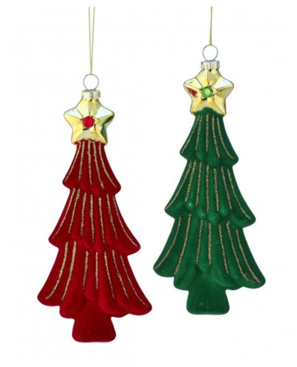 Shop For 7in Glass Flocked Christmas Tree Ornament (Set of 2)