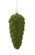 Shop For 7in Green Velvet Flocked Pinecone Ornament