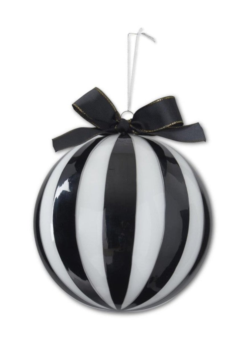 Shop For 7in Vertical Striped Glass Ball Ornament: Black/White