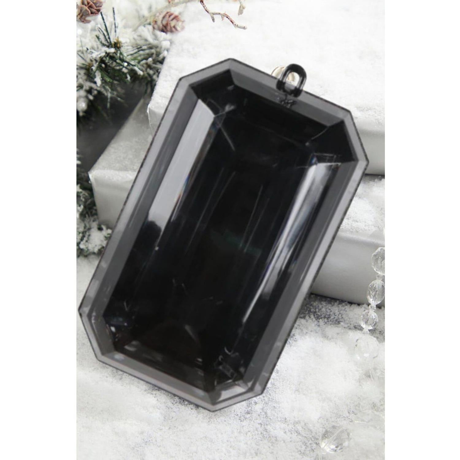 8" Acrylic Rectangle Jewel Ornament: Black