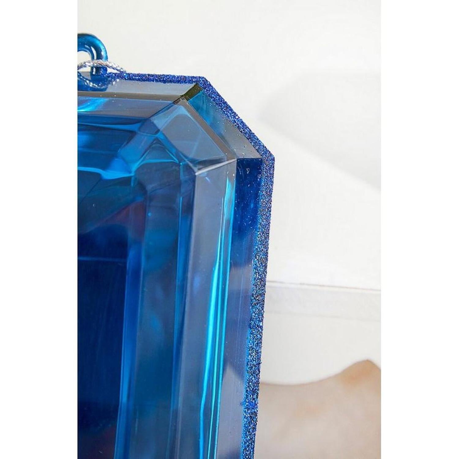 8" Acrylic Rectangle Jewel Ornament: Blue