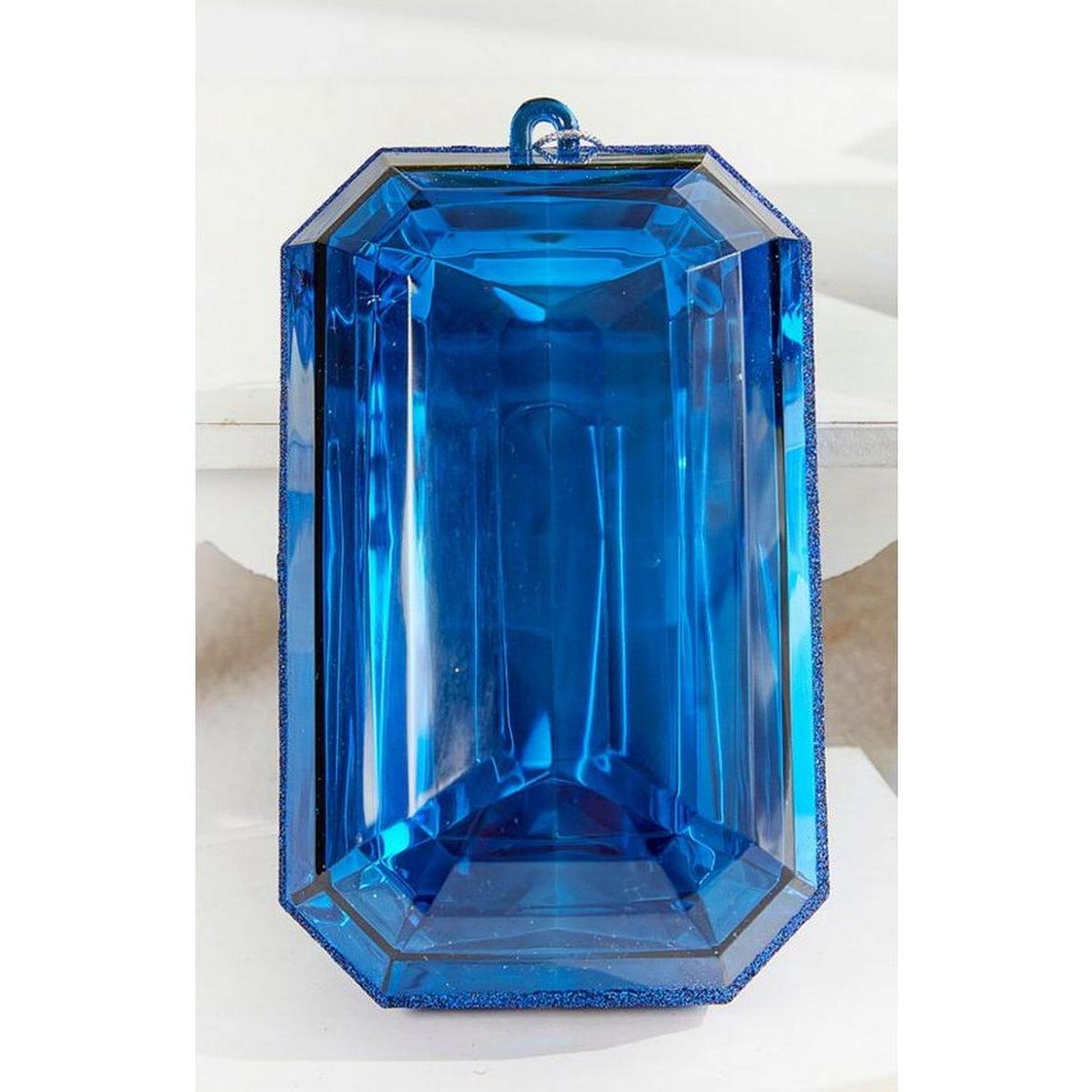8" Acrylic Rectangle Jewel Ornament: Blue