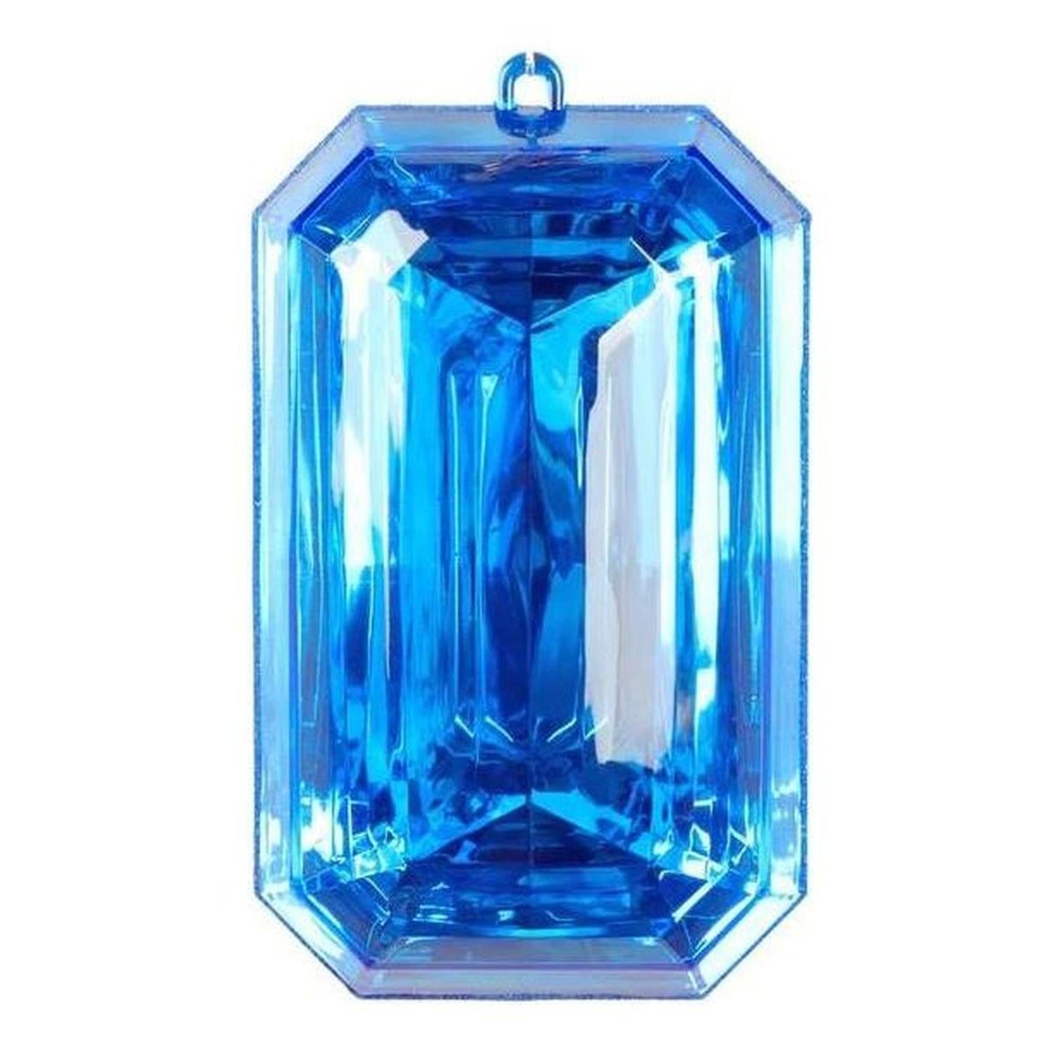 8" Acrylic Rectangle Jewel Ornament: Blue (Set of 2)