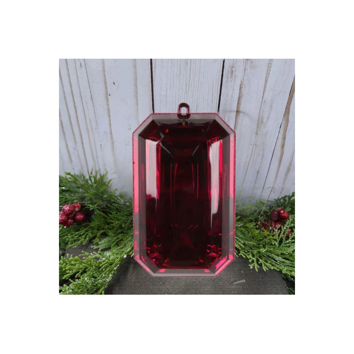 Shop For 8" Acrylic Rectangle Jewel Ornament: Burgundy