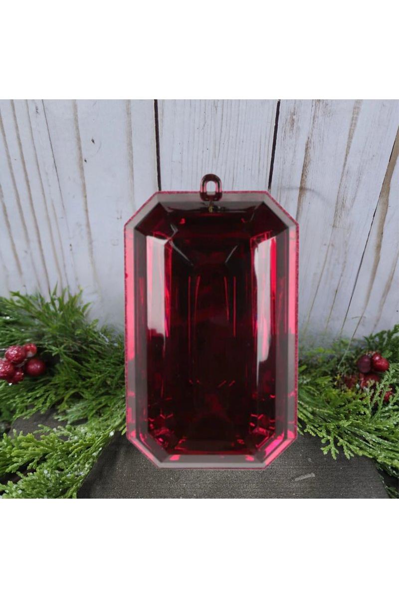 Shop For 8" Acrylic Rectangle Jewel Ornament: Burgundy