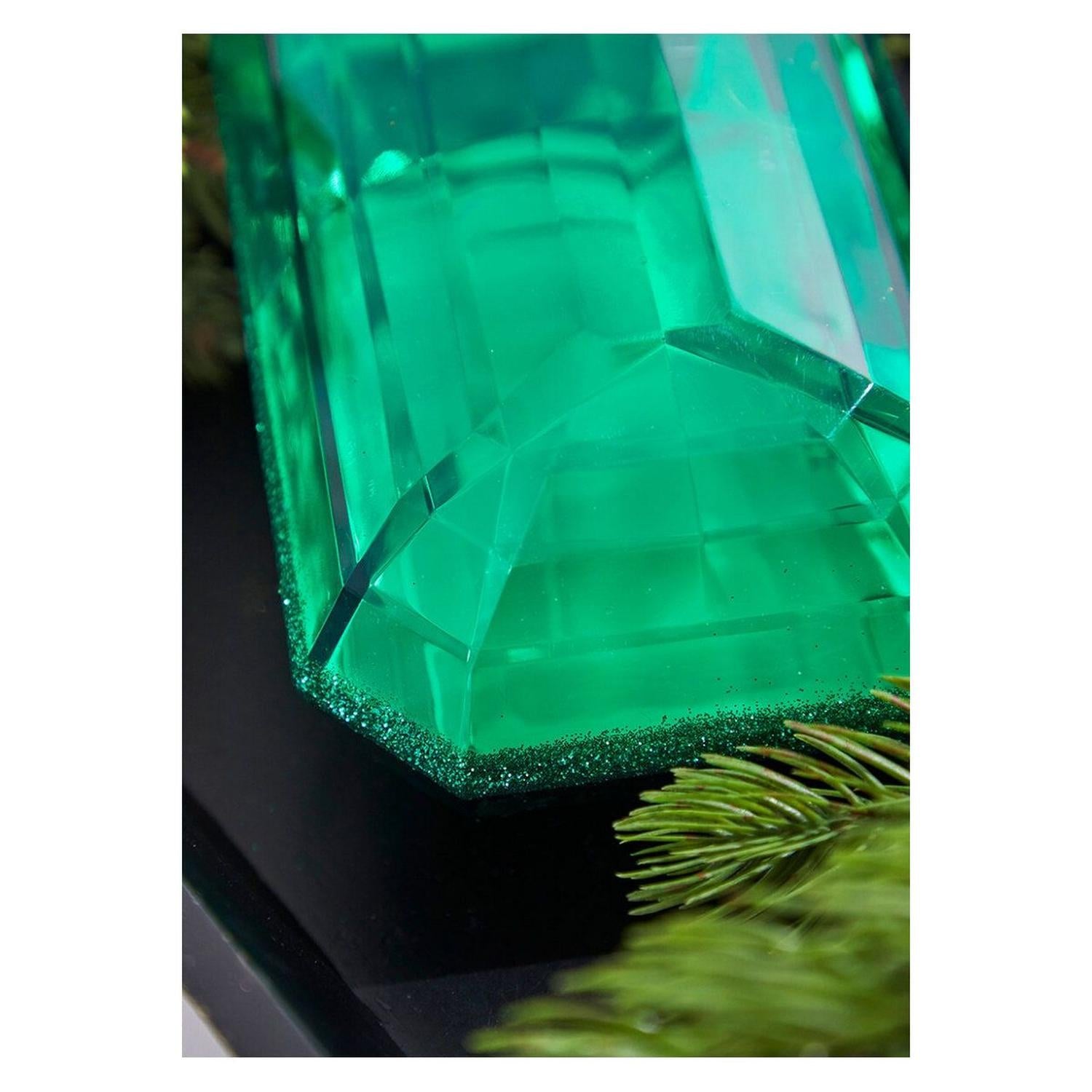 8" Acrylic Rectangle Jewel Ornament: Emerald Green
