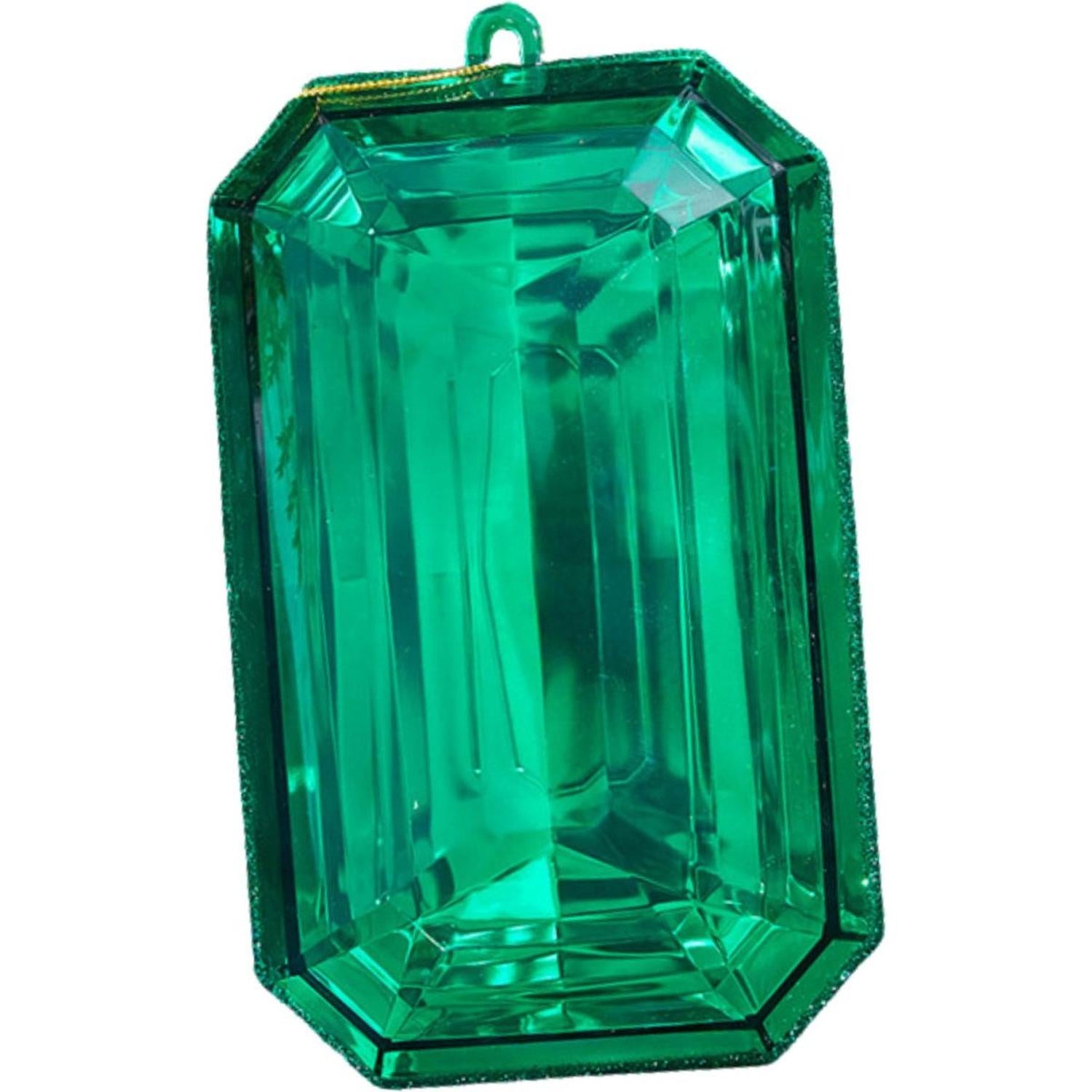 8" Acrylic Rectangle Jewel Ornament: Emerald Green
