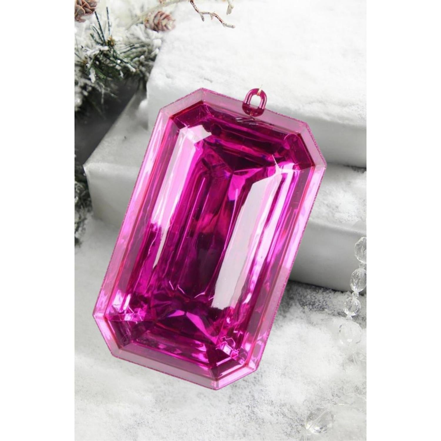 Shop For 8" Acrylic Rectangle Jewel Ornament: Fuchsia