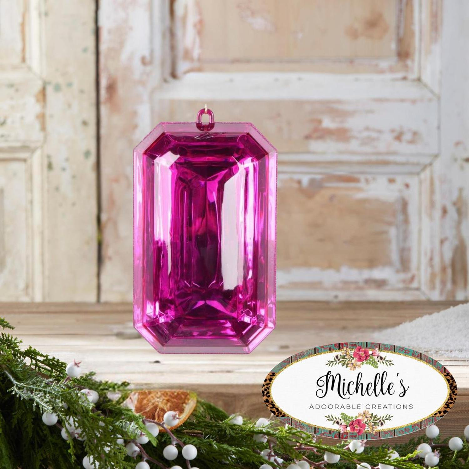 Shop For 8" Acrylic Rectangle Jewel Ornament: Fuchsia