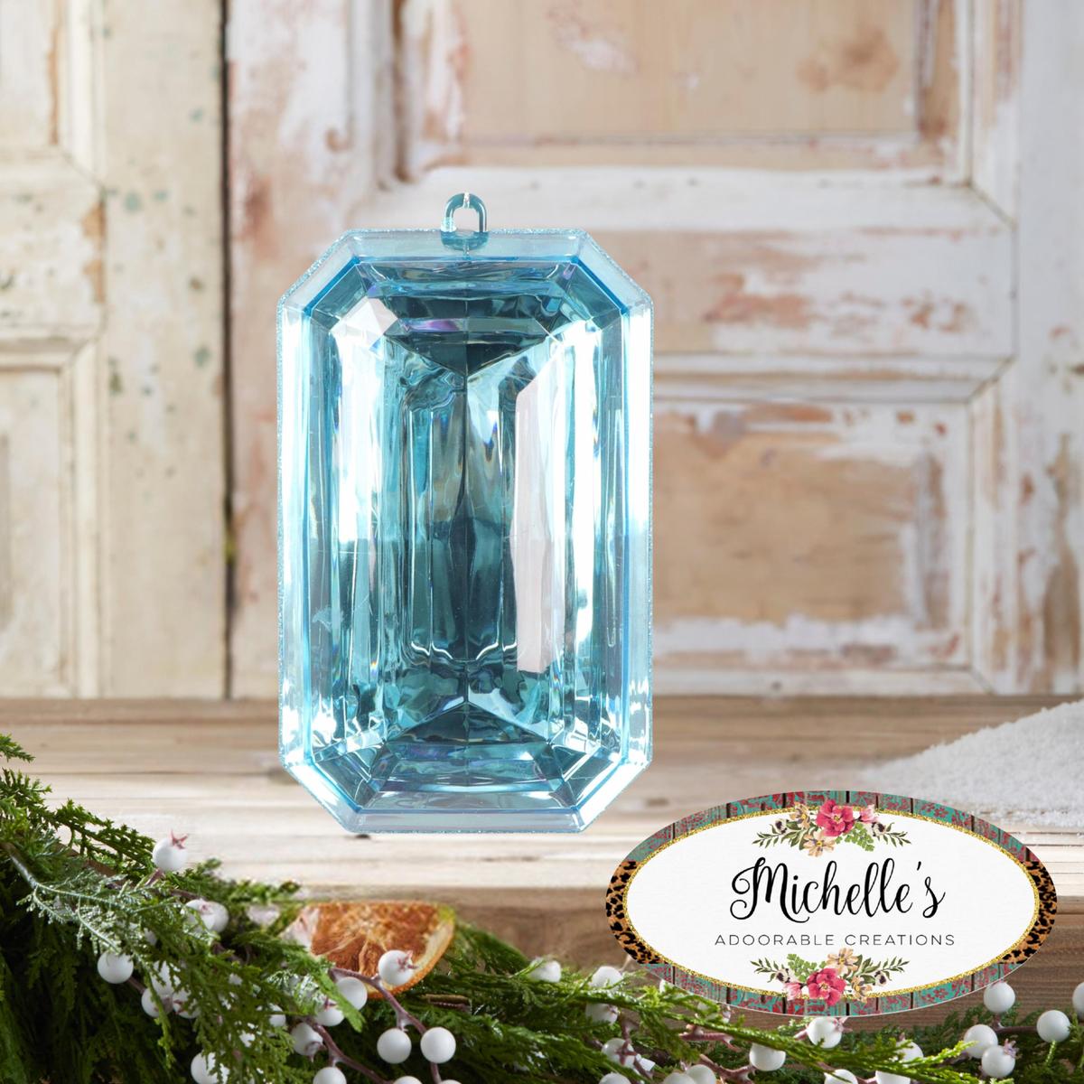 Shop For 8" Acrylic Rectangle Jewel Ornament: Light Blue