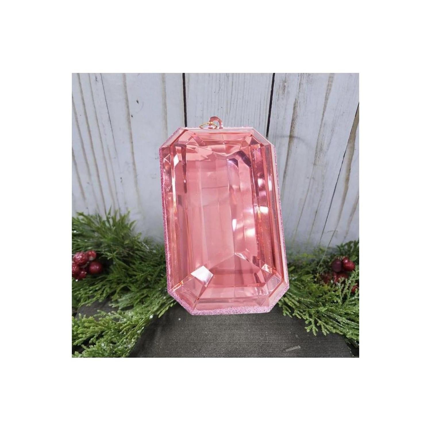 8" Acrylic Rectangle Jewel Ornament: Light Pink