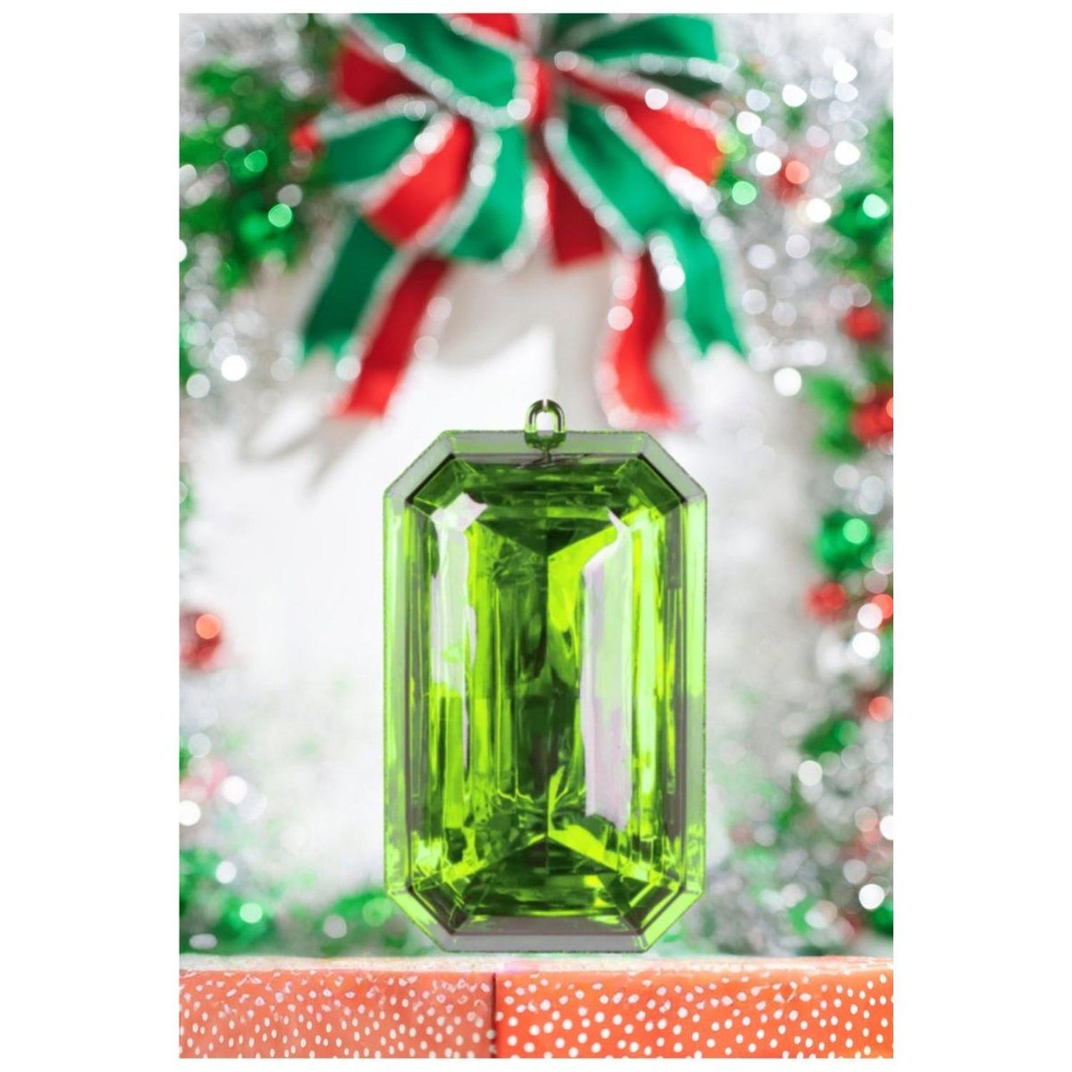 8" Acrylic Rectangle Jewel Ornament: Lime Green