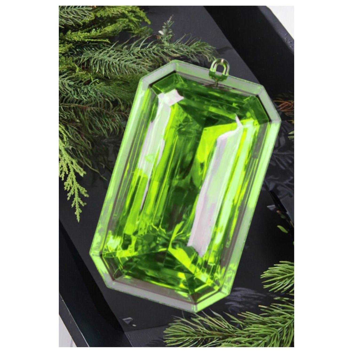 8" Acrylic Rectangle Jewel Ornament: Lime Green