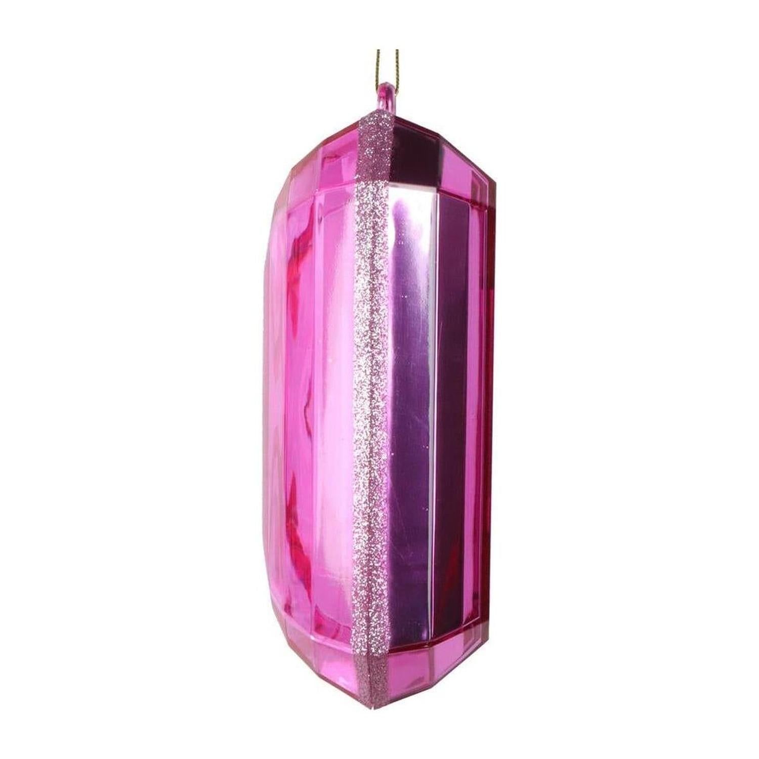 8" Acrylic Rectangle Jewel Ornament: Mauve (Set of 2)