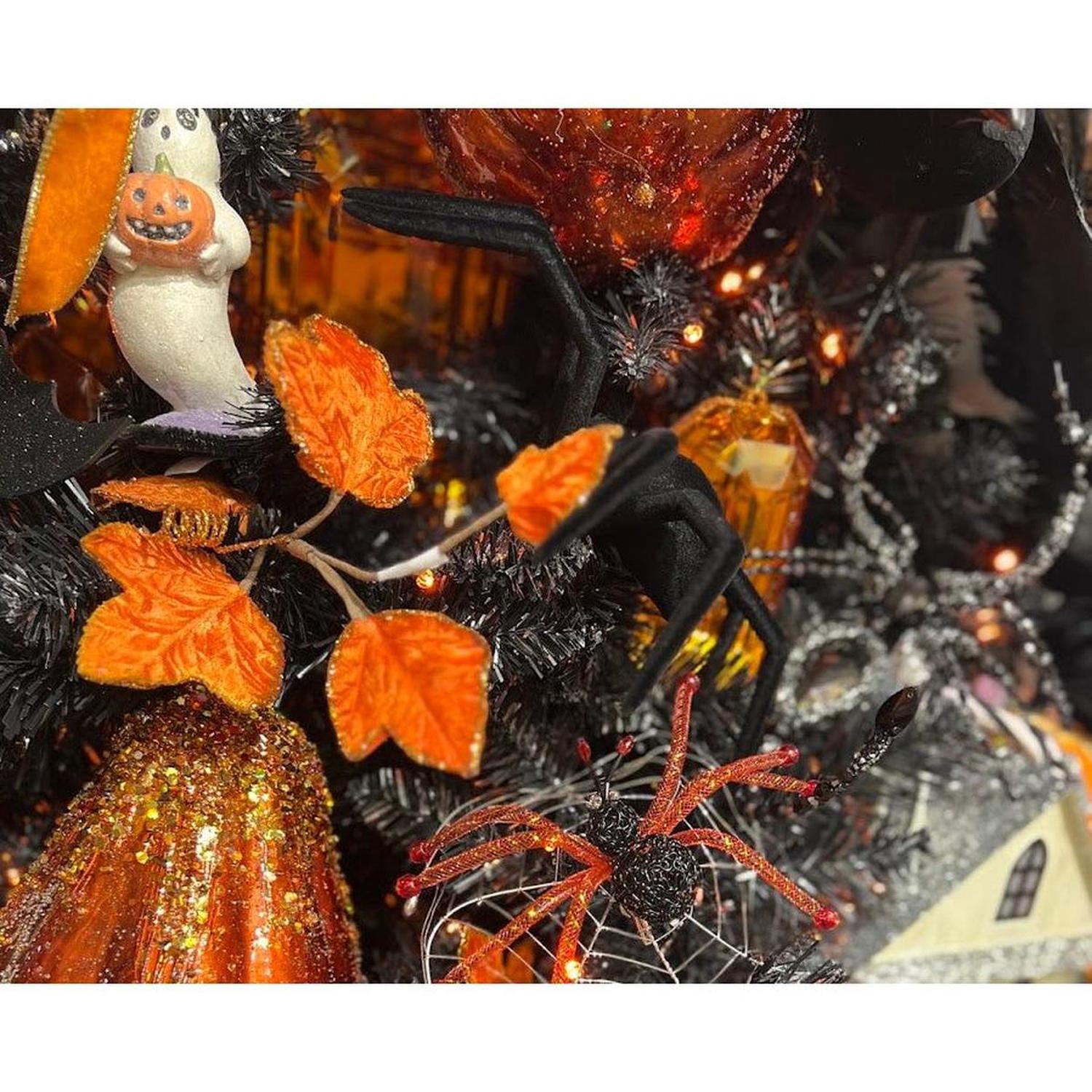 8" Black Flocked Spider