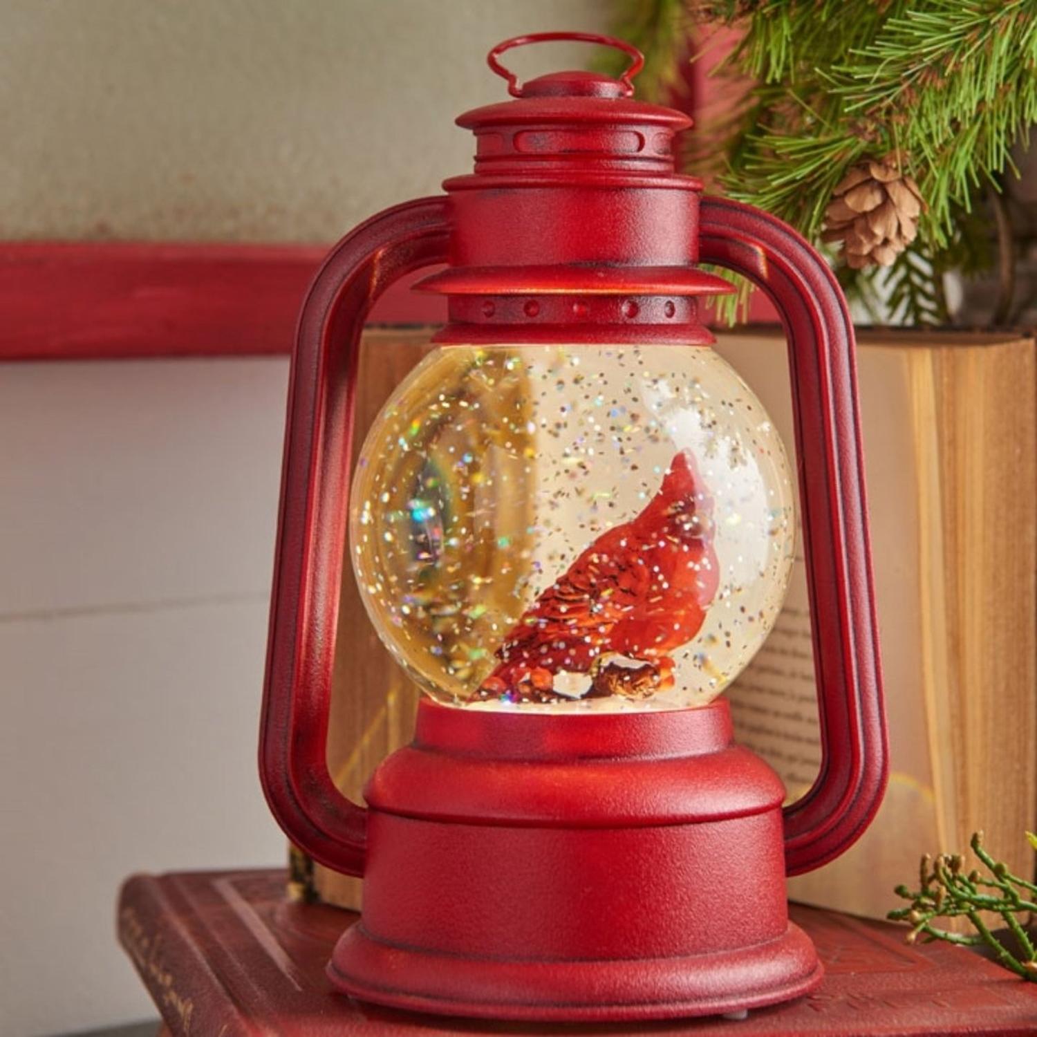 8" Cardinal Christmas Lamp Water Lantern