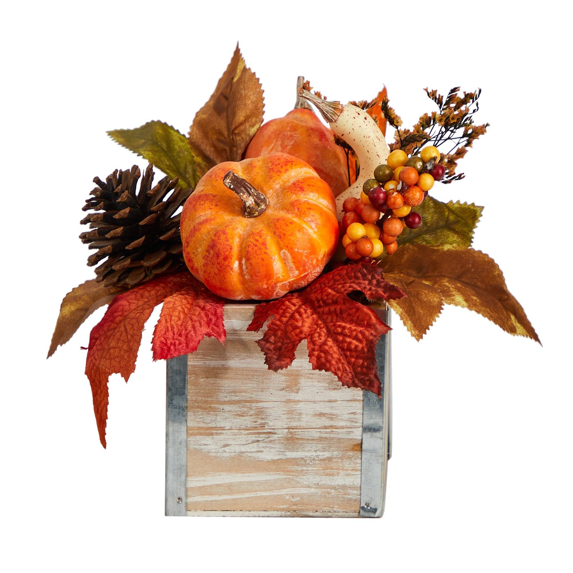 Shop For 8” Fall Pumpkin, Gourd, Berries Arrangement
