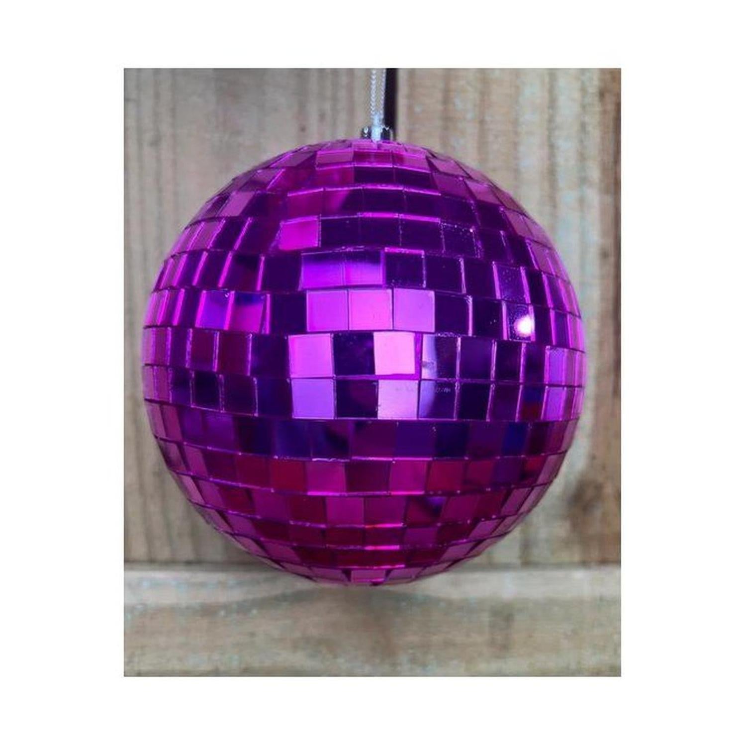 8" Fuchsia Mirror Ball Ornament