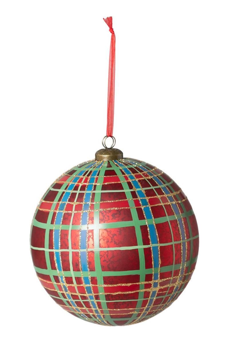 Shop For 8" Hand Painted Plaid Glass Ball Ornament