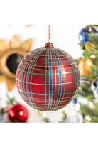 Shop For 8" Hand Painted Plaid Glass Ball Ornament