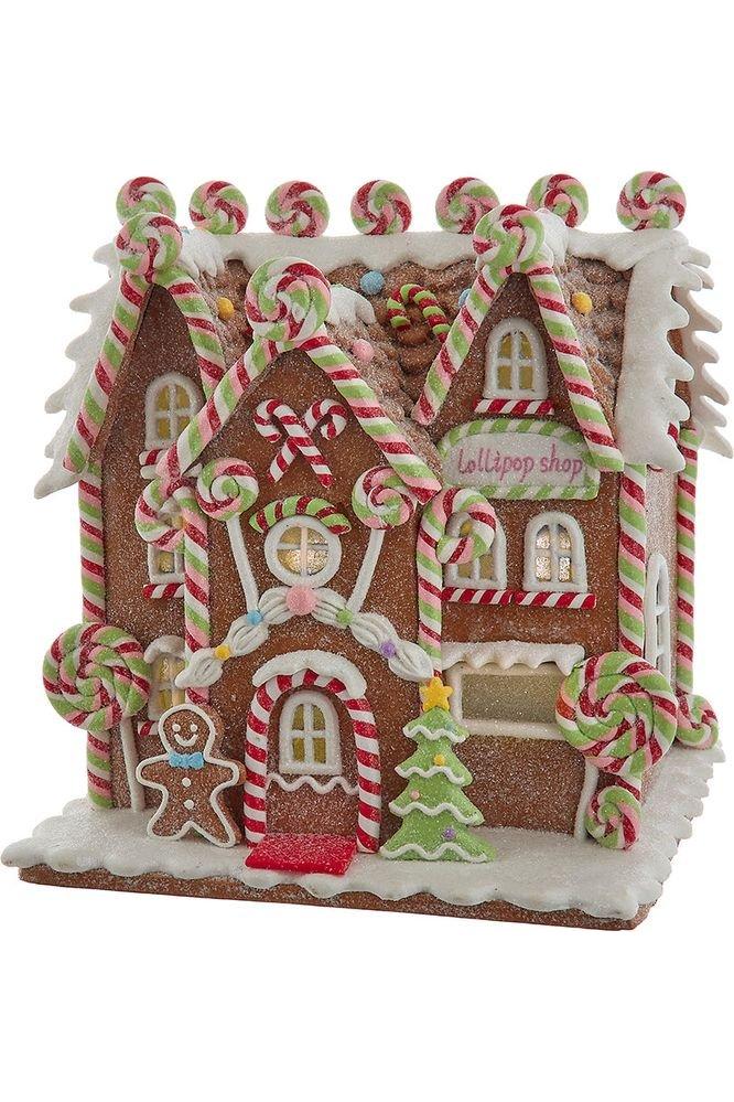 Shop For 8" LED Lighted Gingerbread Lollipop Shop