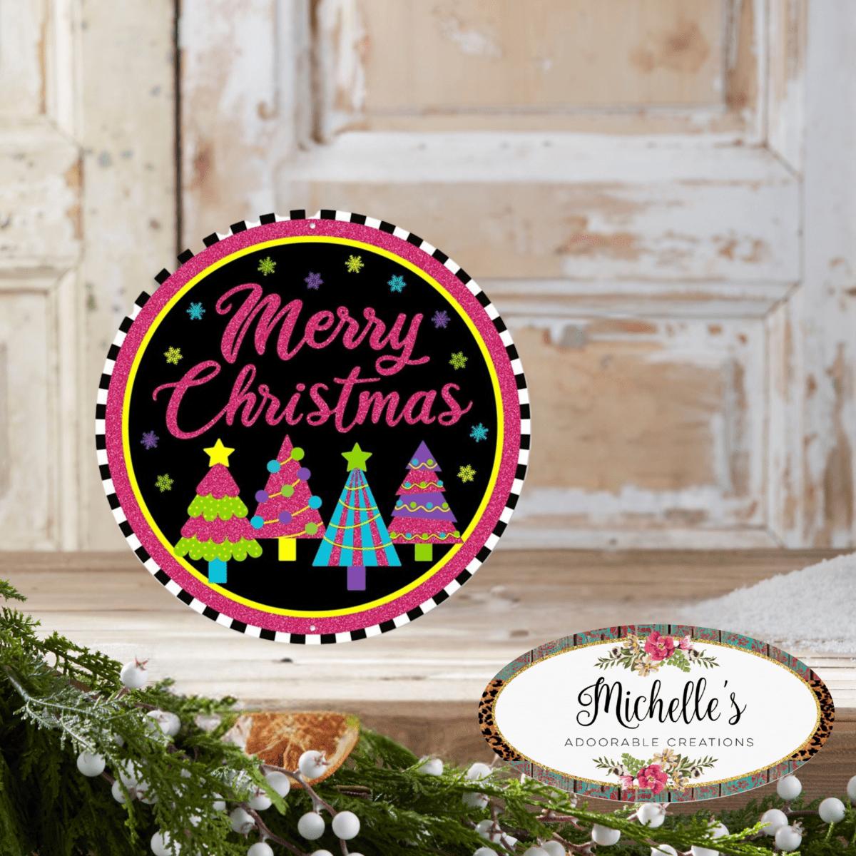 Shop For 8" Metal Sign: Merry Bright Christmas